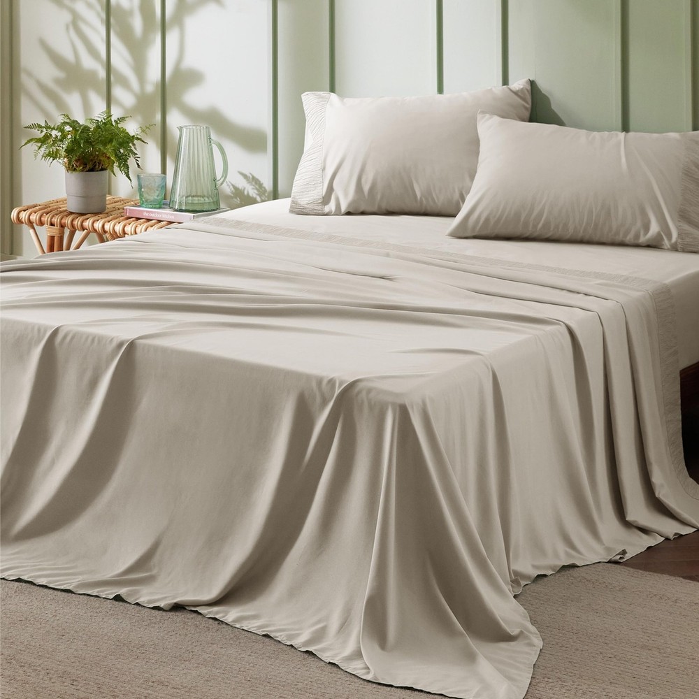 Bedsure Queen Sheet Set - 4 Pieces Soft Size Sheets - Queen, 06 - Linen
