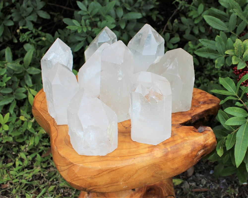 LARGE Clear Quartz Crystal Point with Cut Base - Free Standing Crystal Points