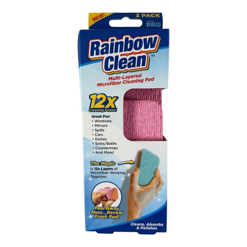 Rainbow Clean Multi-Layered Microfiber Cleaning Pad 24 Peel Away Pads New