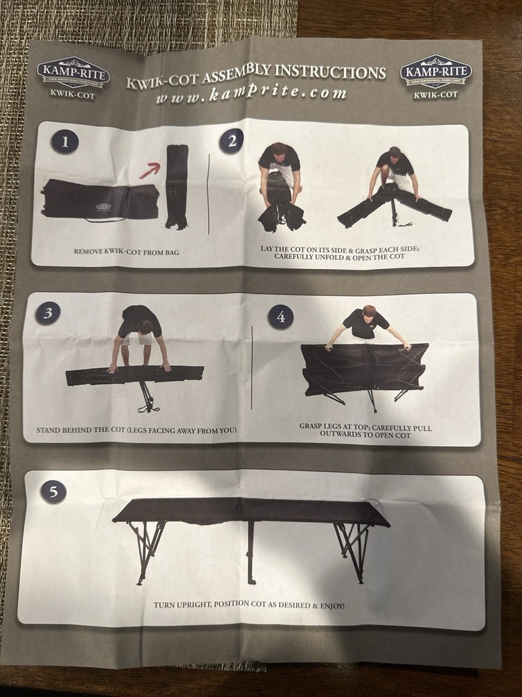 Kamp-Rite KWIK-COT Foldable Camping Cot Black with Carry Bag