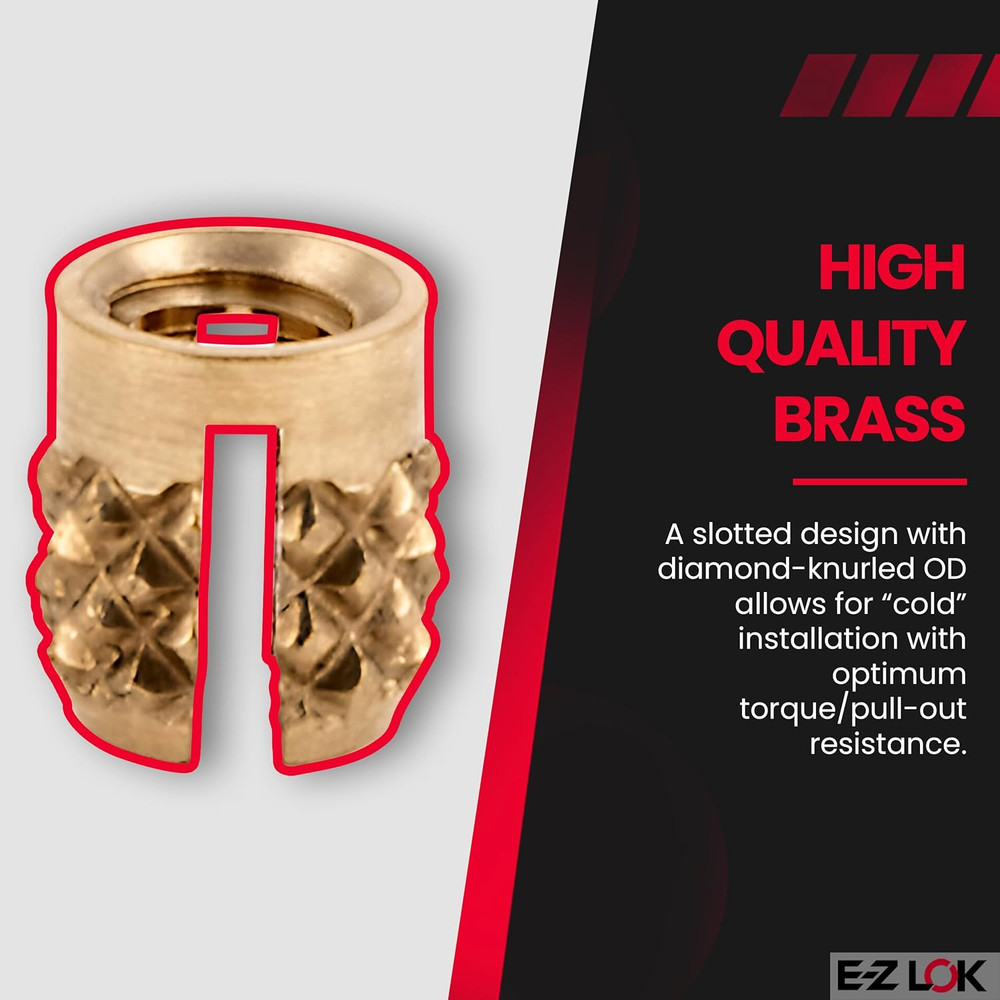 Threaded Insert for Plastic Flush Brass Thread Inserts 4-40 Pack of 50