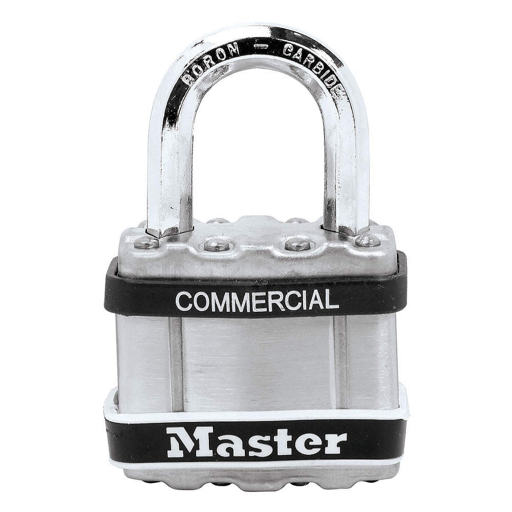 MASTER LOCK M1KASTS Keyed Padlock, 13/16 in,Rectangle,Silver 52TG75