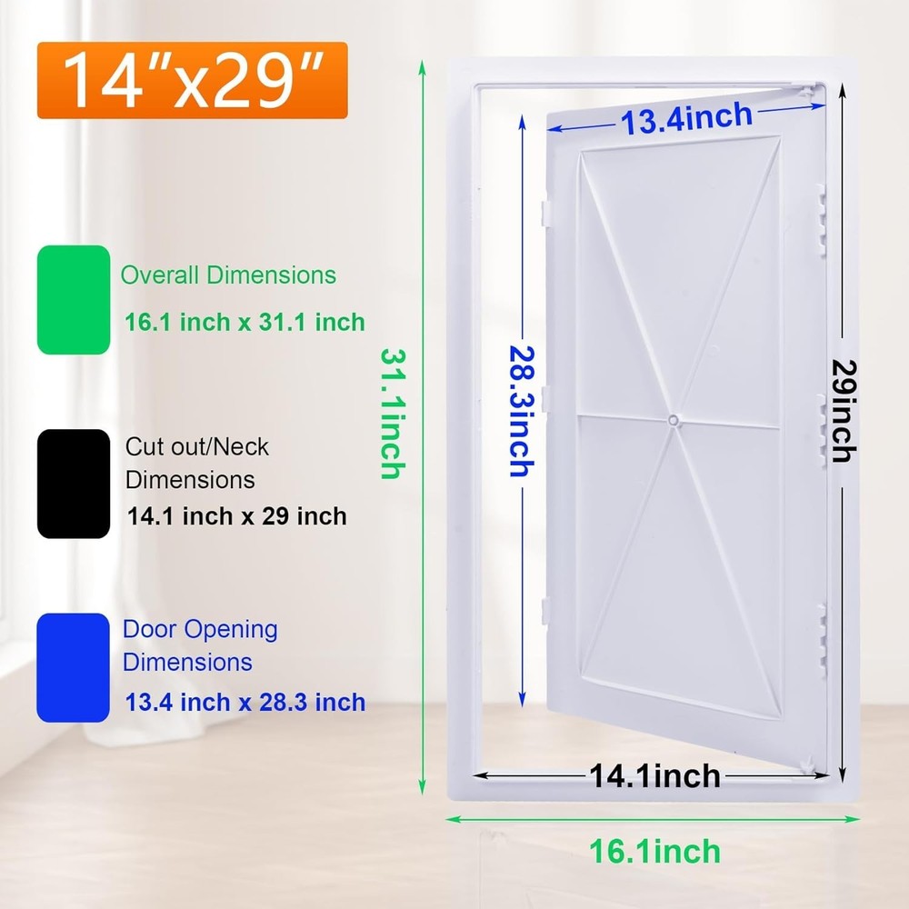 14 x 29 Inch White Access Panel - Durable Removable Hinged Design for Plumbing