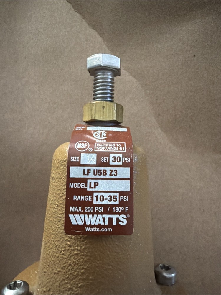 Watts 1/2 Lfu5b-Lp-Z3 Water Pressure Reducing Valve, 30 Psi