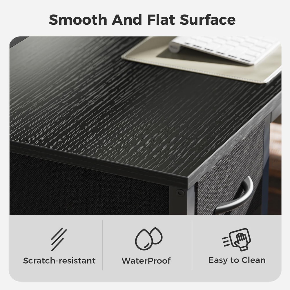 Versatile 47'' L-Shaped Computer Desk with LED Ambiance & USB Power Charging