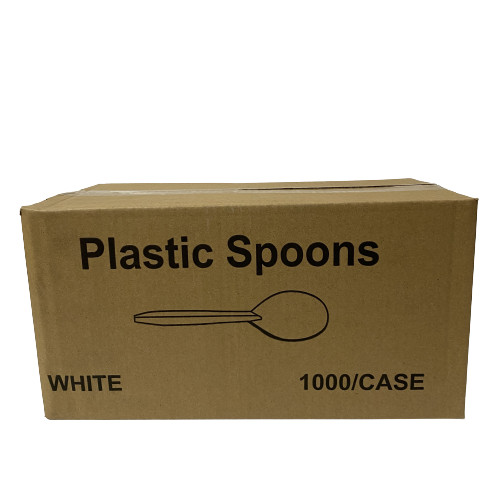 1000 Medium Weight Soup Spoon Teaspoon White (Fast Free Ship)