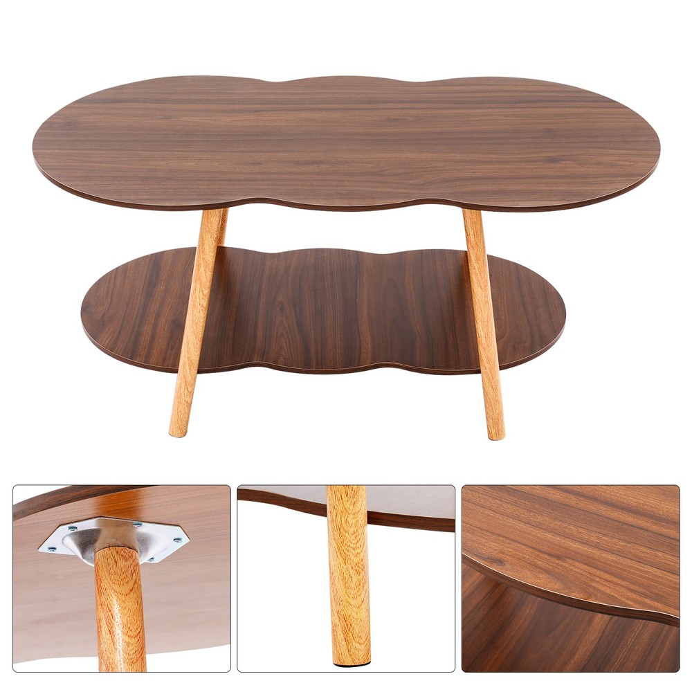 2 Tier Cloud-shaped Sofa Table Modern Coffee Table End Table for Home Office