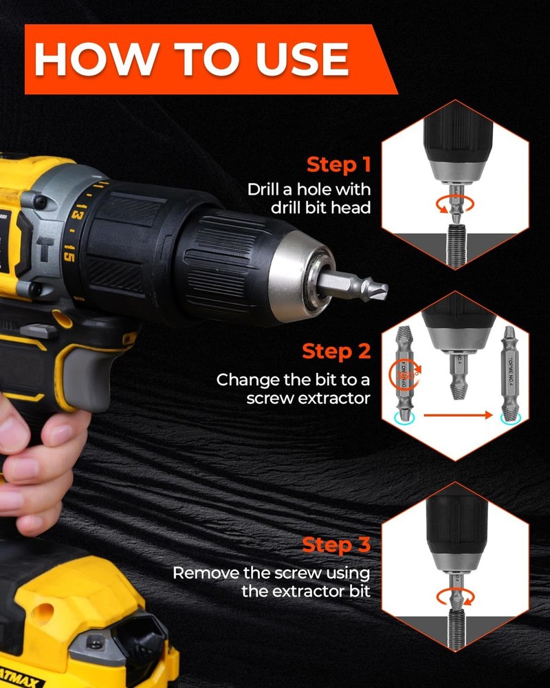 24 Piece Screw Extractor and Left Hand Drill Bits Set, Easy Out Screw Extract...