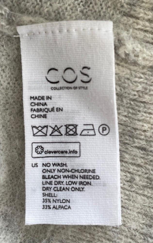 COS Embellished Pullover Sweater Alpaca Wool Blend Wms Sz M Gray/Beige EUC
