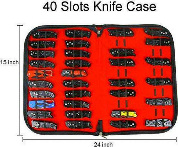 Professional 40 Folding Pocket Knife Roll Collection Storage Display Case New
