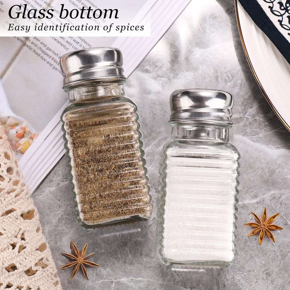 Glass Salt and Pepper Shakers Set,Rectangular Salt Shaker Set square