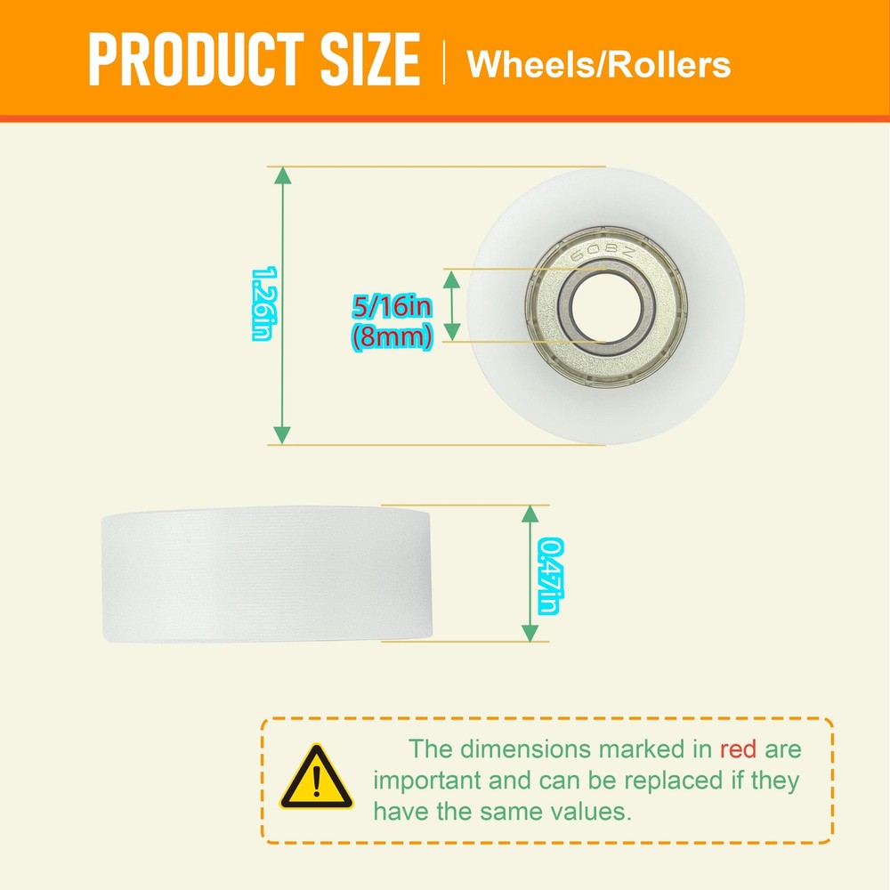 DAFORE Upgraded Machined Wheels/Rollers Compatible with Φ:1.26 inch, White