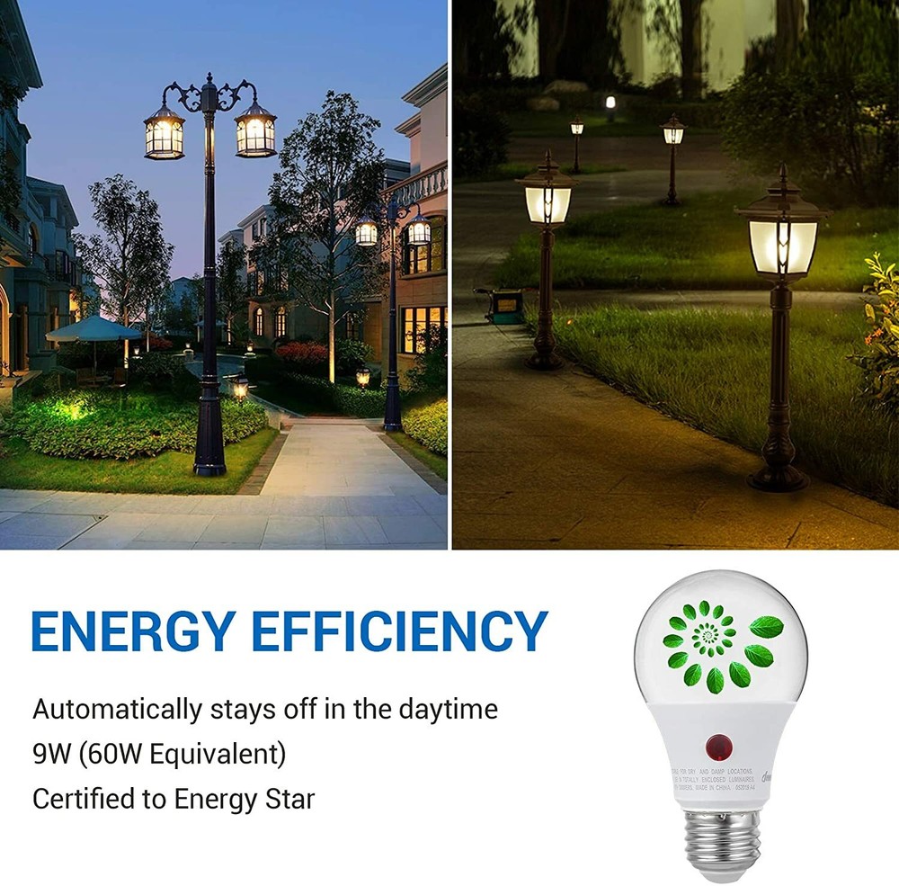 DEWENWILS 4-Pack Smart Automatic On/Off Photocell Sensor A19 E26 Porch Bulb