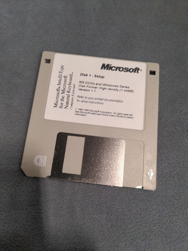 Microsoft IntelliType Natural Keyboard Disk 1 Setup  3.5" Floppy disk MS-DOS WIN