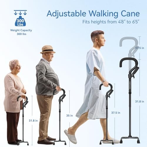 Canes for Women/Men with Second Handle, Foldable & Adjustable Walking black