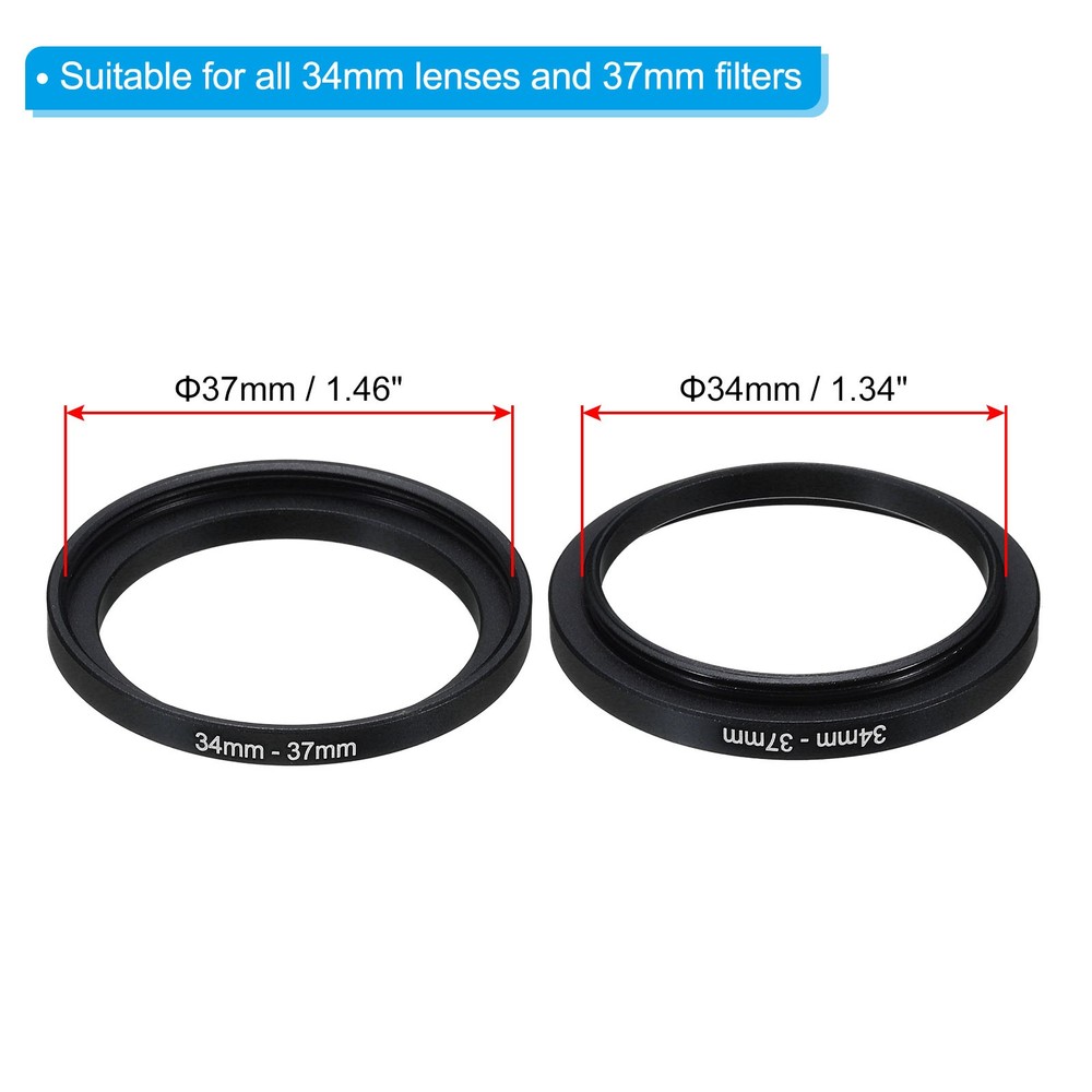 34mm-37mm Step Up Ring Camera Lens Filter Adapter Ring Filter with Cloth