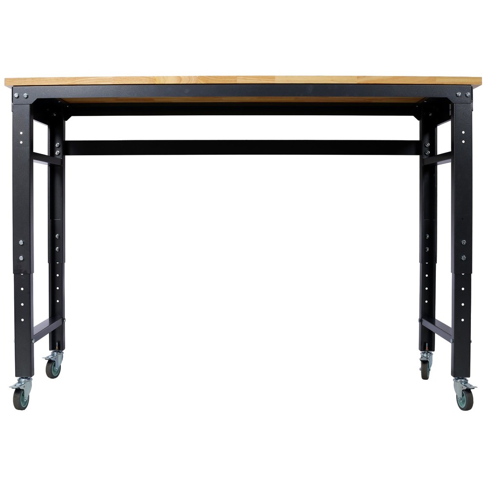 60" Garage Rolling Workbench Adjustable Height Metal Tool Bench Black