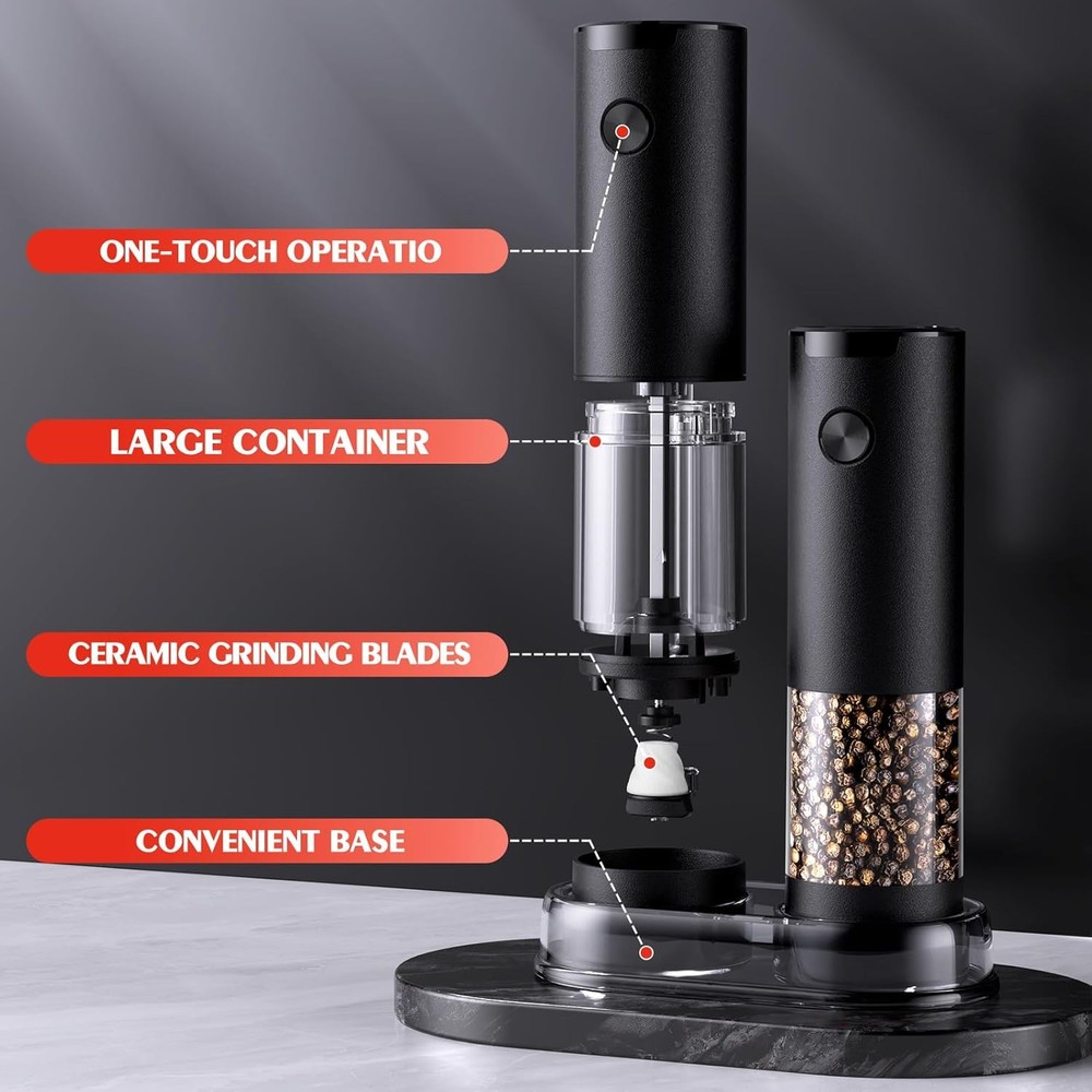 ELECTRICAL AUTOMATIC SALT PEPPER GRINDER Mill Shakers Adjustable Larger Capacity