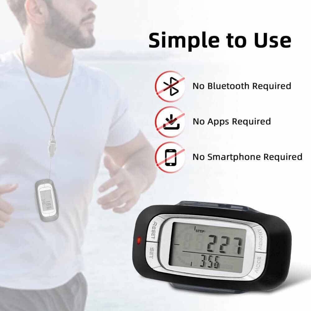 3D Sensor LCD Pedometer Step Walking Distance Calorie Counter Jogging Running