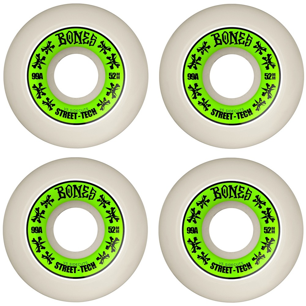 Bones Skateboard Wheels 52mm STF V5 Sidecuts 99A White