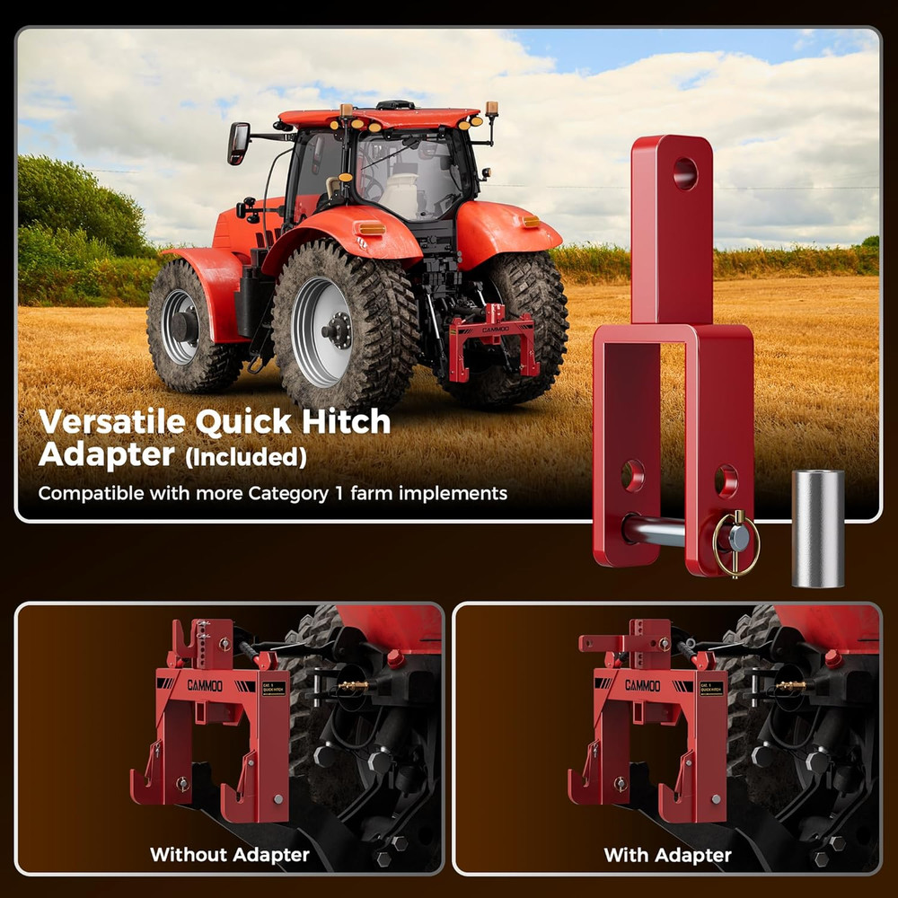 3-Point Quick Hitch with 2" Receiver＆Extra Versatile Adapter, Adaptation to Cate