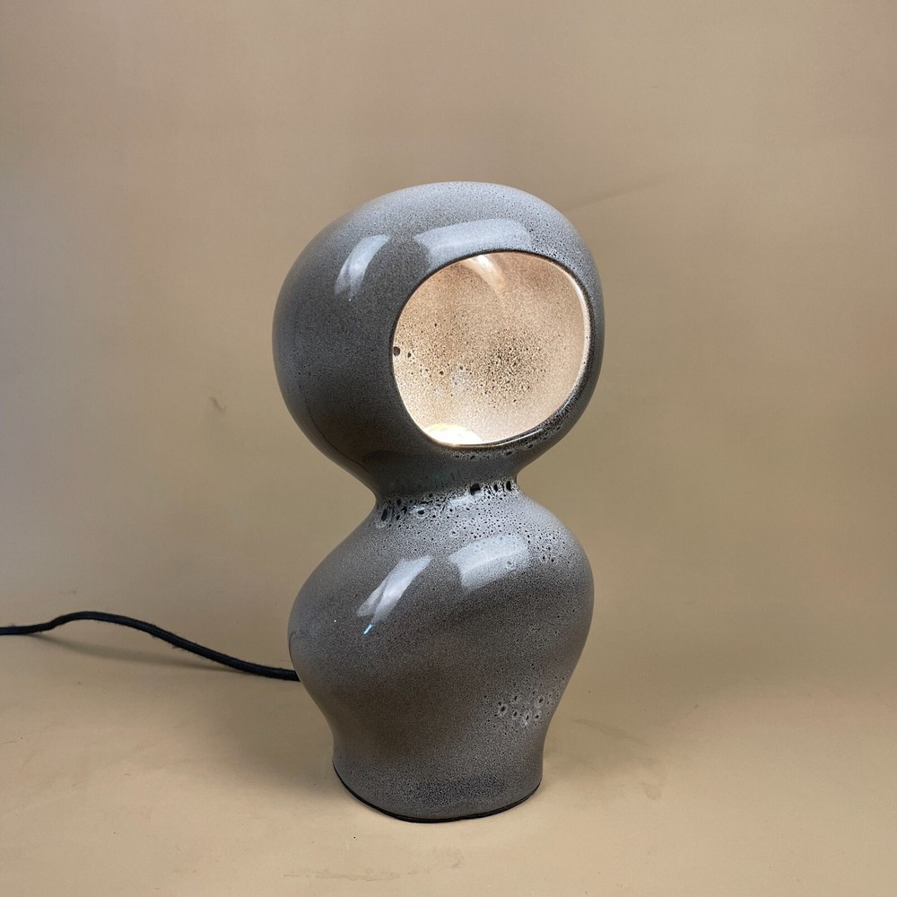 H&M Home Ceramic Grey Modern Lamp Bubble Rounded Shape Table Bedside Light