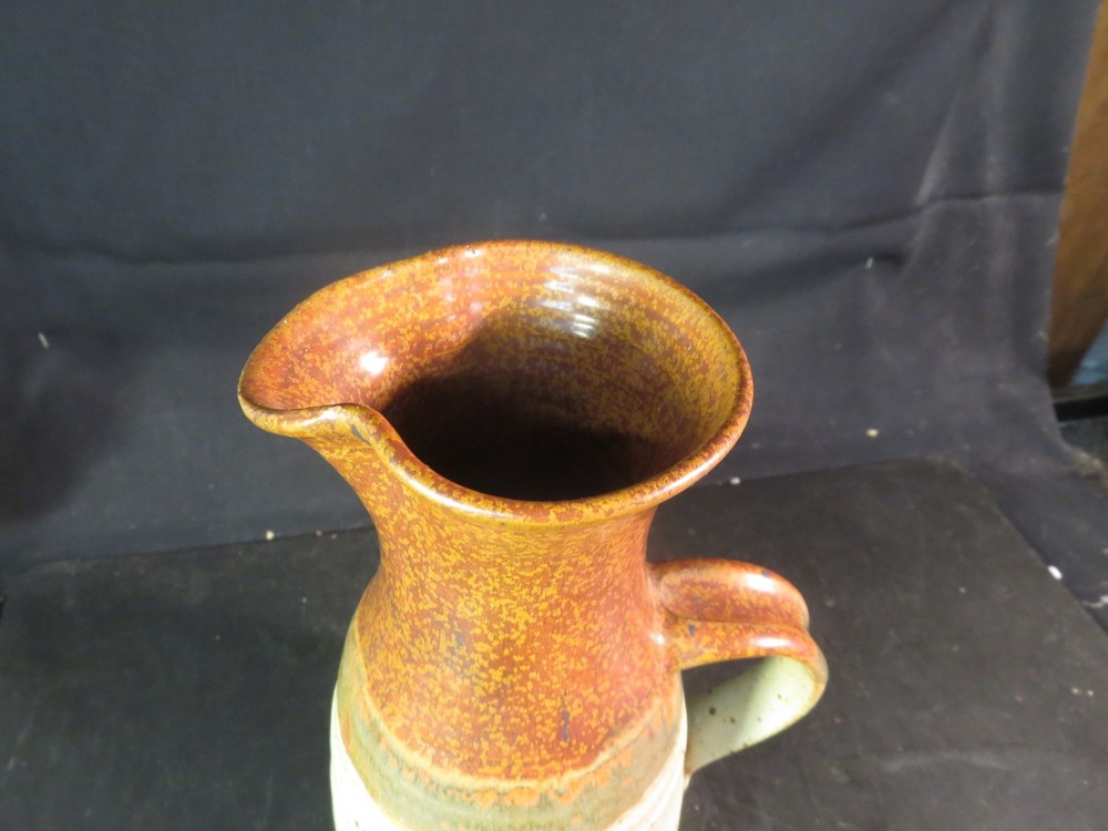 10-1/2" Studio Pottery Two tone Pitcher Signed "Myers"