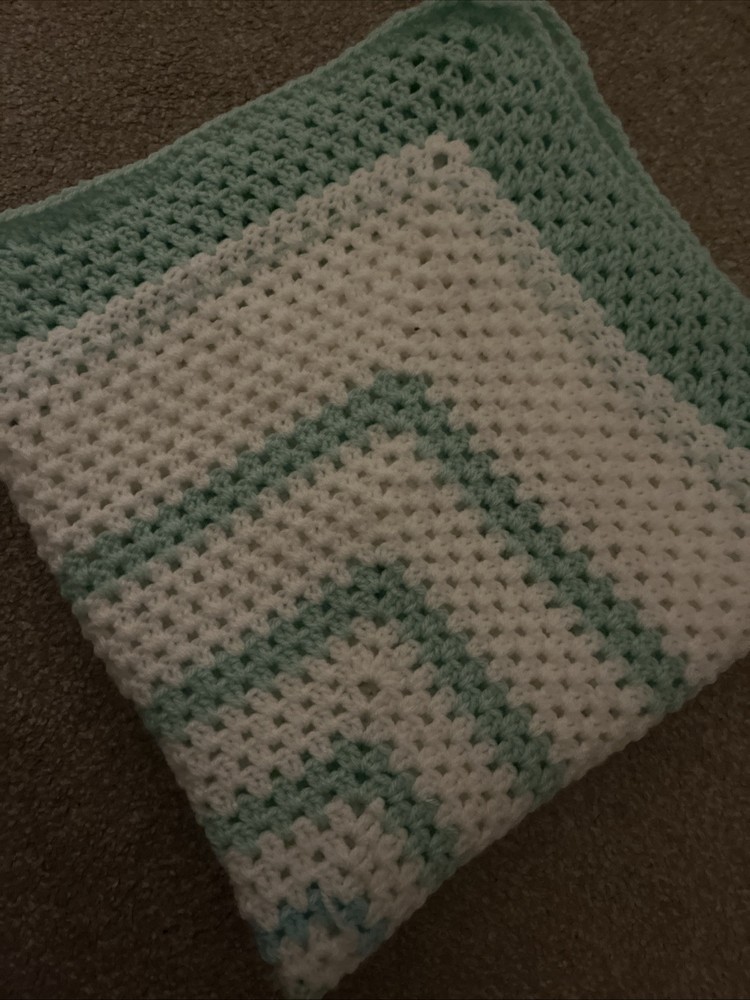 Mint Green & White Square Baby Blanket