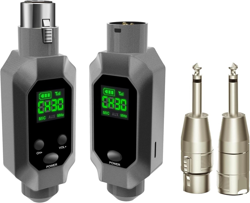 Wireless XLR Transmitter & Receiver: UHF Wireless Microphone System for 8-Hours