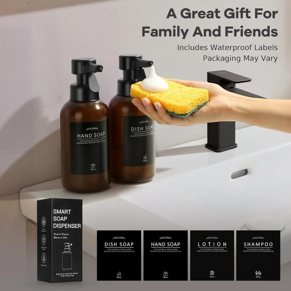 Automatic Foam Soap Dispenser 16oz Touchless Sensor Battery Operated 2-Pack