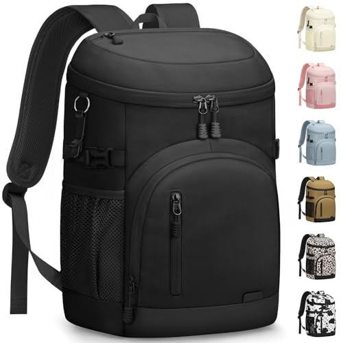 Cooler Backpack Insulated Waterproof,Backpack Coolers Leakproof 30 Cans Black
