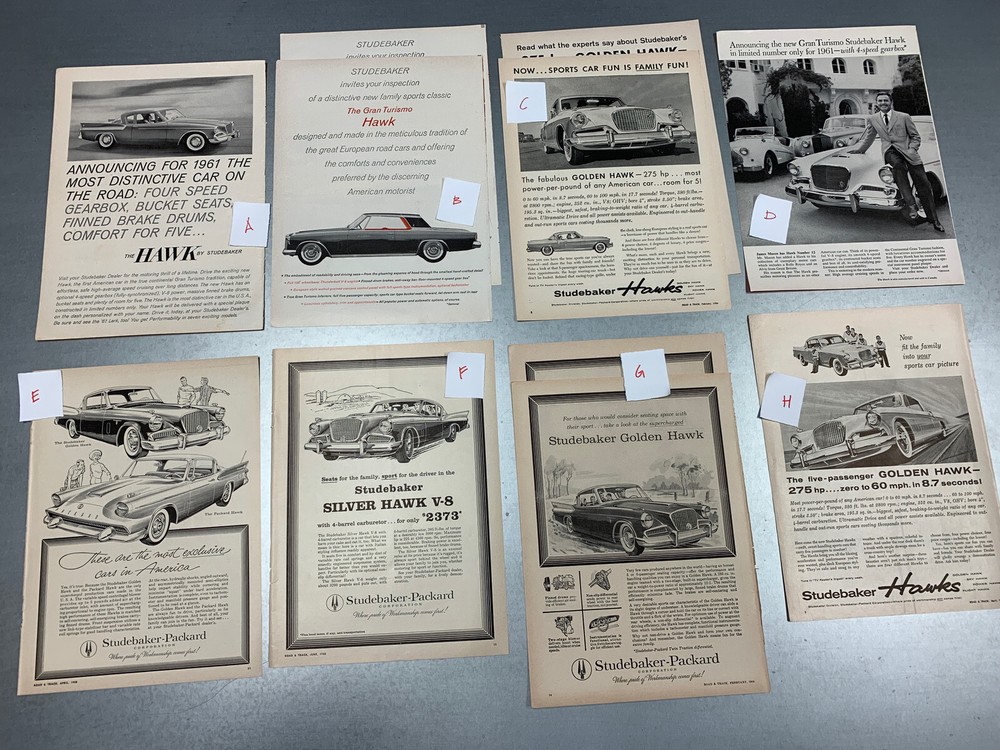 Studebaker Hawk vintage magazine advertisements