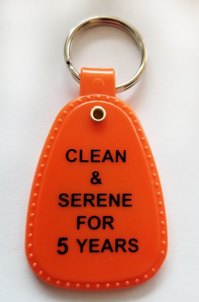 Narcotics Anonymous - NA - 5 year ORANGE & BLACK KEY TAG - 5+ yr clean