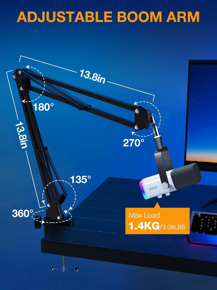 Adjustable Boom Arm for Hyperx Quadcast Microphone, Mic Scissor Stand