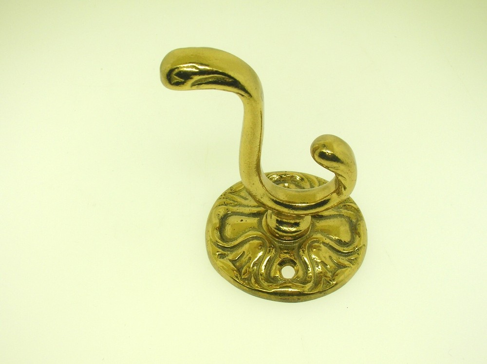 VINTAGE SOLID BRASS WALL COAT HOOK - 2 7/8" LONG - MORE THEN ONE AVAILABLE