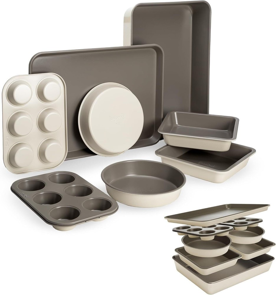 All-In-One Nonstick Bakeware Set Stackable Dishwasher Safe Baking Pan Kitchen
