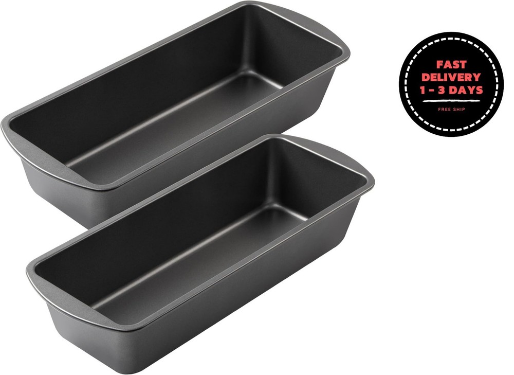 Molde extragrande para pan, 33 x 13 cm, antiadherente, rectangular, juego de 2
