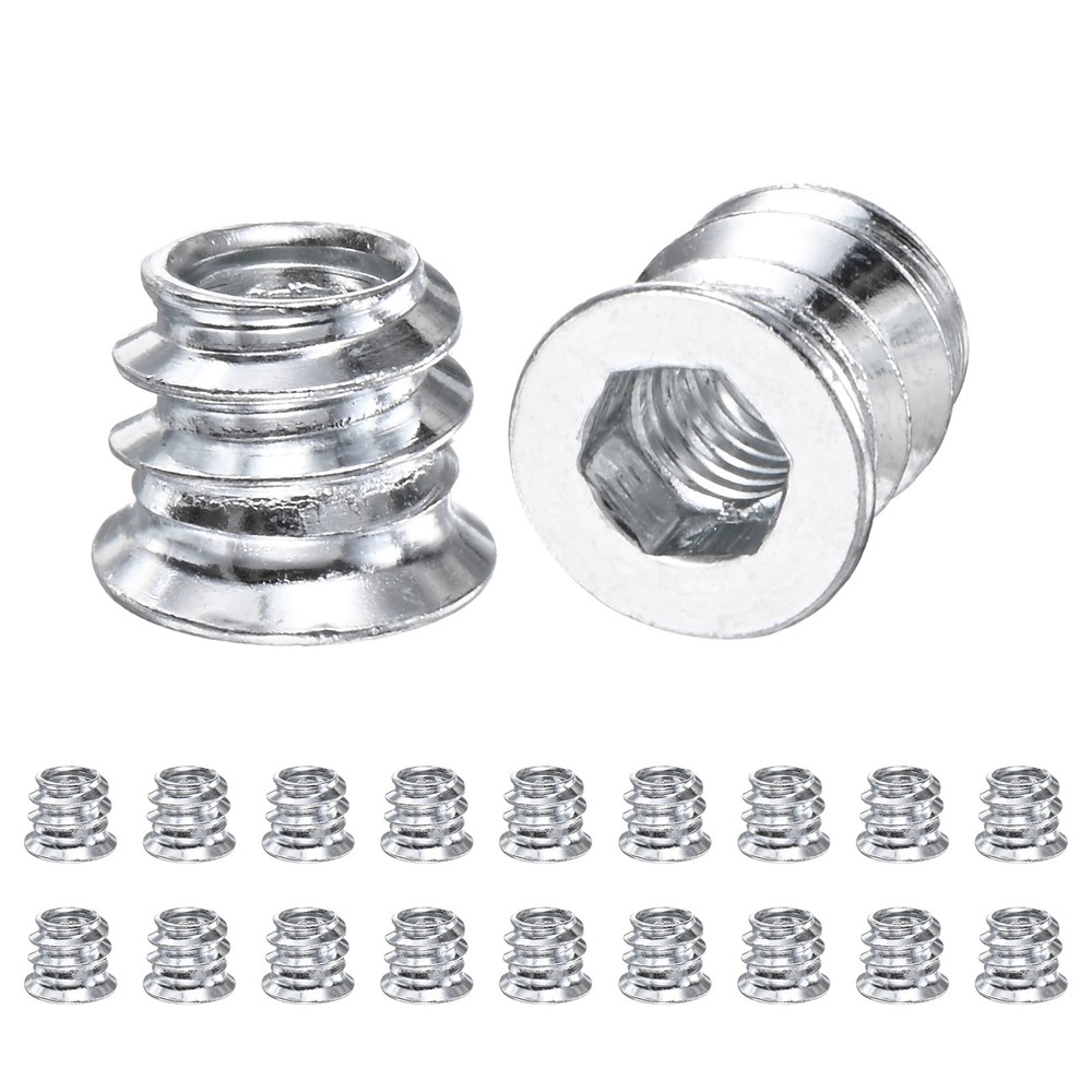 20-Pack Threaded Inserts for Wood, M6x8mm Threaded Insert Nuts [Silver Tone]