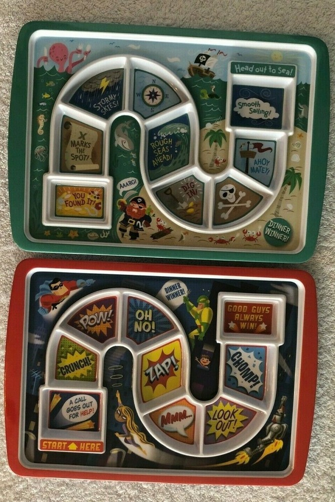 Fred - (2) Toddler Fun Game Dinner Plates - New - Stackable - Dish Washer Safe