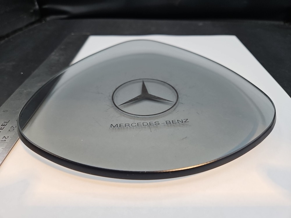 VINTAGE MERCEDES BENZ GREY GLASS DISH TRIANGULAR MOD EAMES 5IN