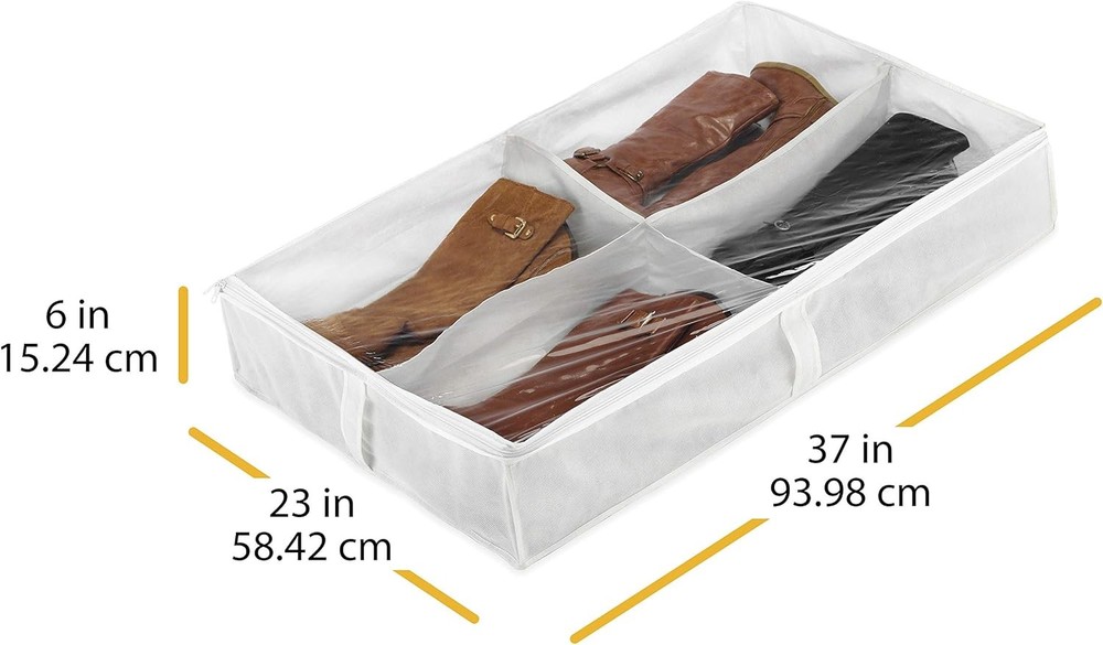 Whitmor Underbed Boot Bag 4 Section White Storage Organizer Space Saver