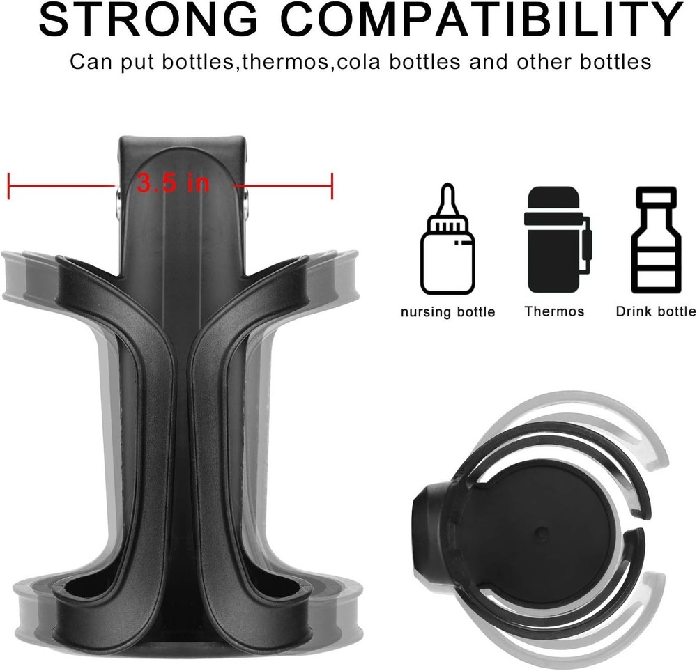 Secure 360° Rotating Cup Holder for Strollers, Bikes & More - Easy Install