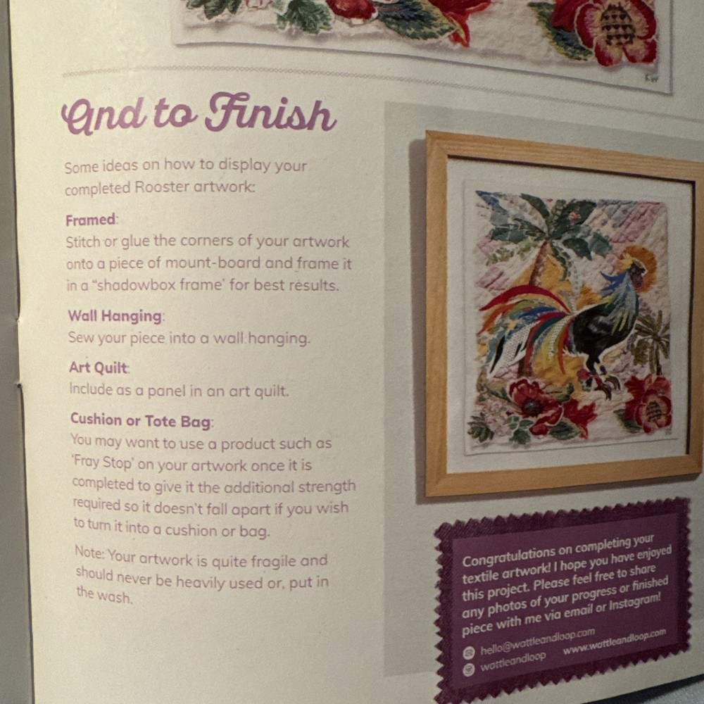 Wattle Loop Handmade Hand Stitching Unique Material Limited Ed Rooster Craft Kit