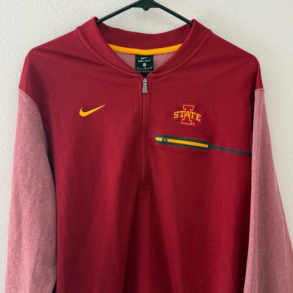 Nike Iowa State Maroon and Heather Red Quarter-Zip Pullover Size Extra Large