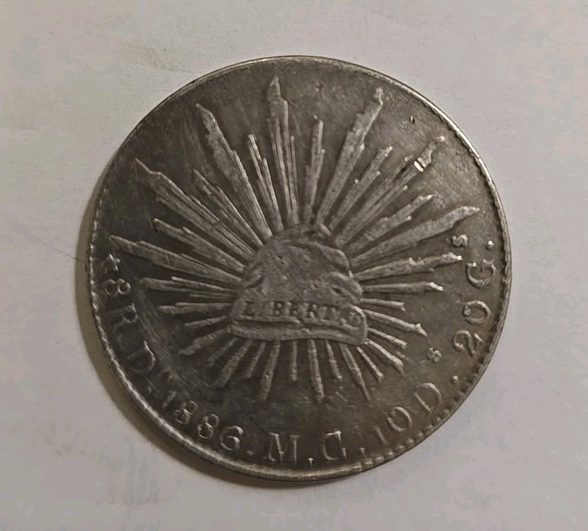 1886 Mexico 8 Reales Silver Coin