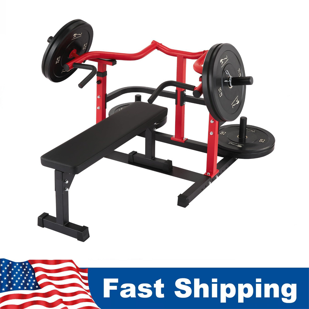 Chest Press Machine with Adjustable Flat Bench & Smooth Bearings,Workout Machine