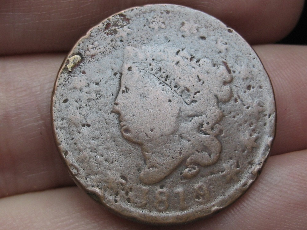 1819 Matron Head Large Cent Penny- Large Date, Rotated Reverse Die Error