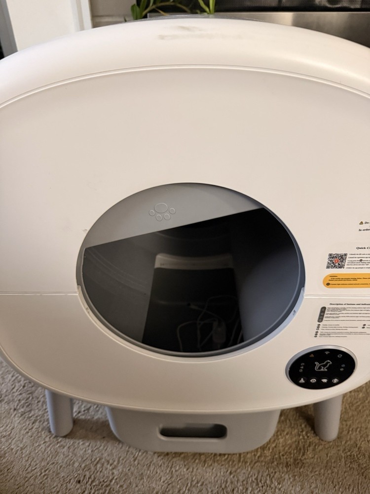 Smart Automatic Self-Cleaning Cat Litter Box with Wi-Fi, White