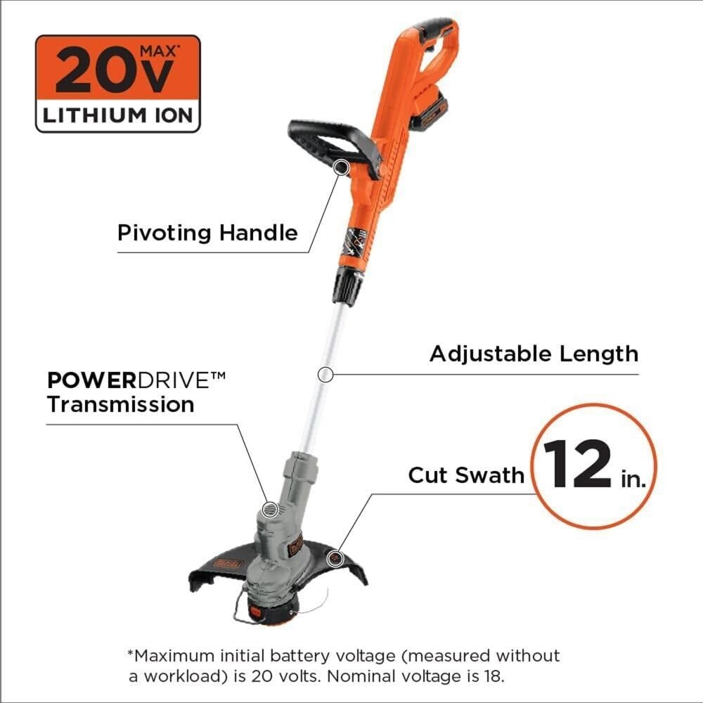 20V MAX String Trimmer and Edger 2 in 1, Cordless Weed Wacker with Auto Spool