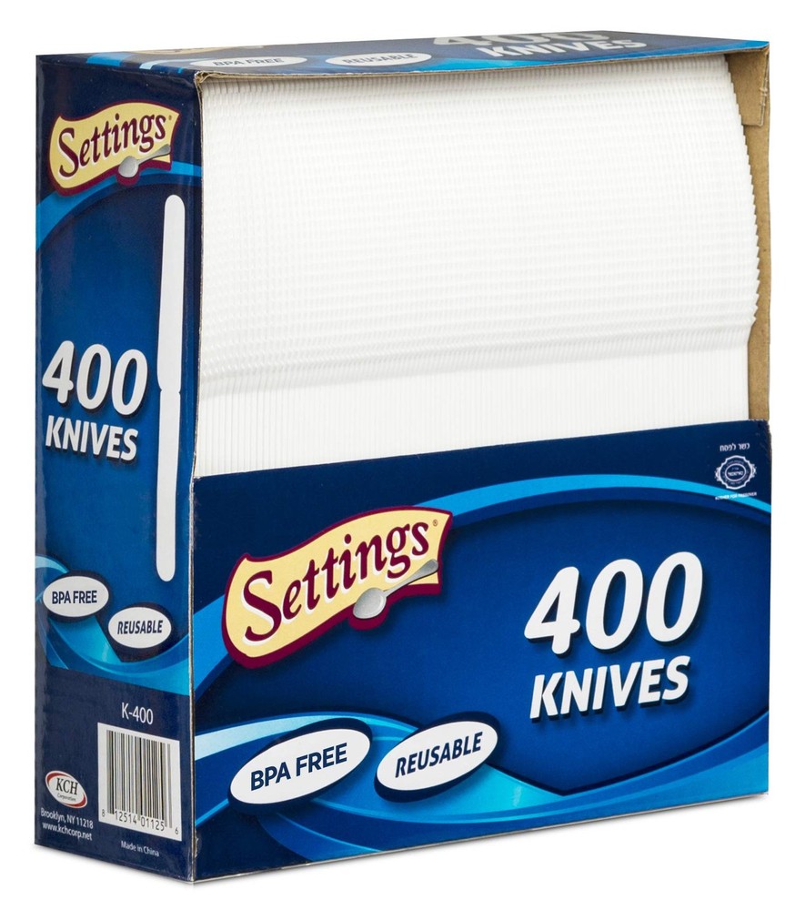 Settings Cutlery 400 Count Disposable Plastic White Knives